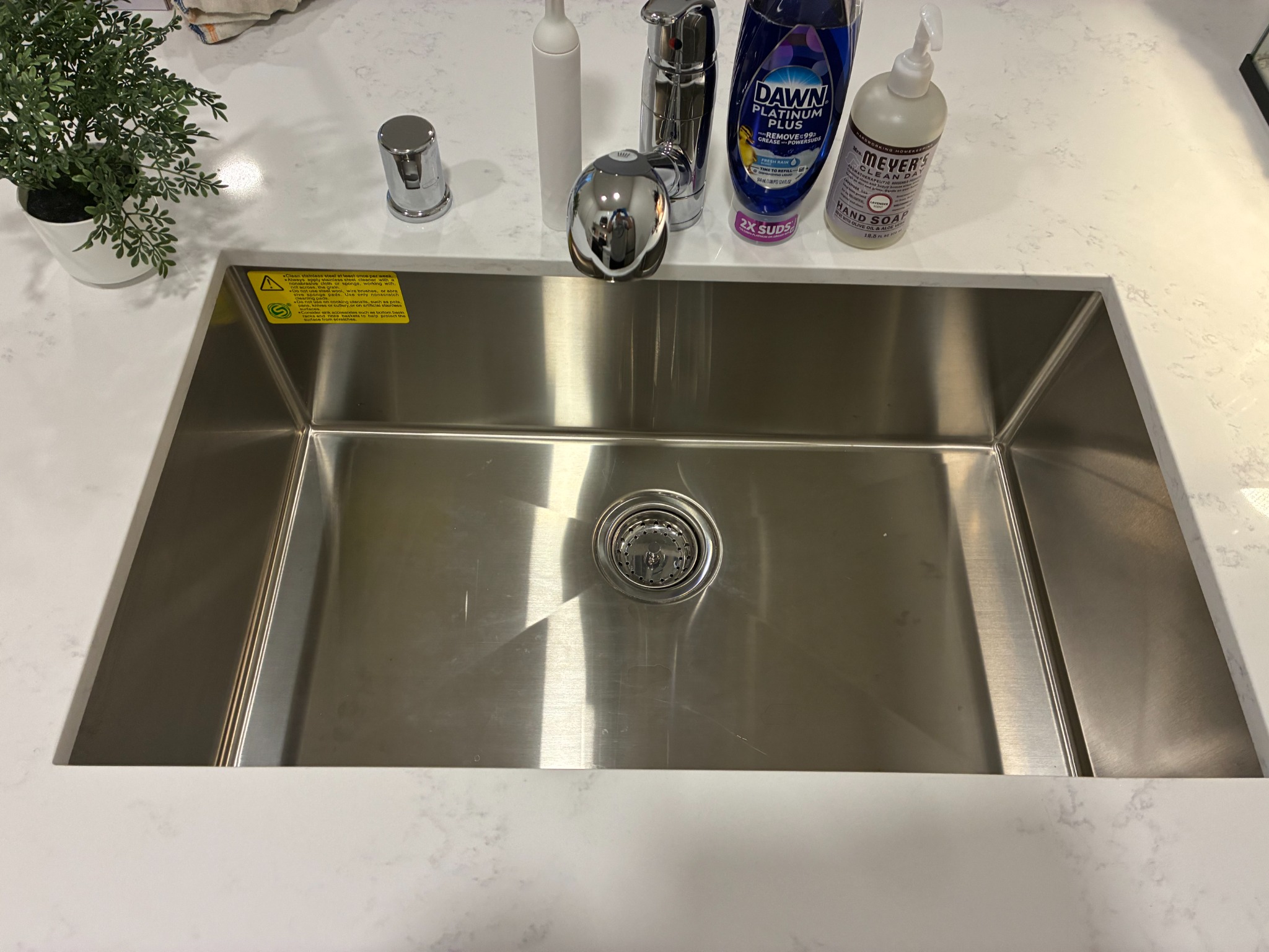 Clean stainless steel sink