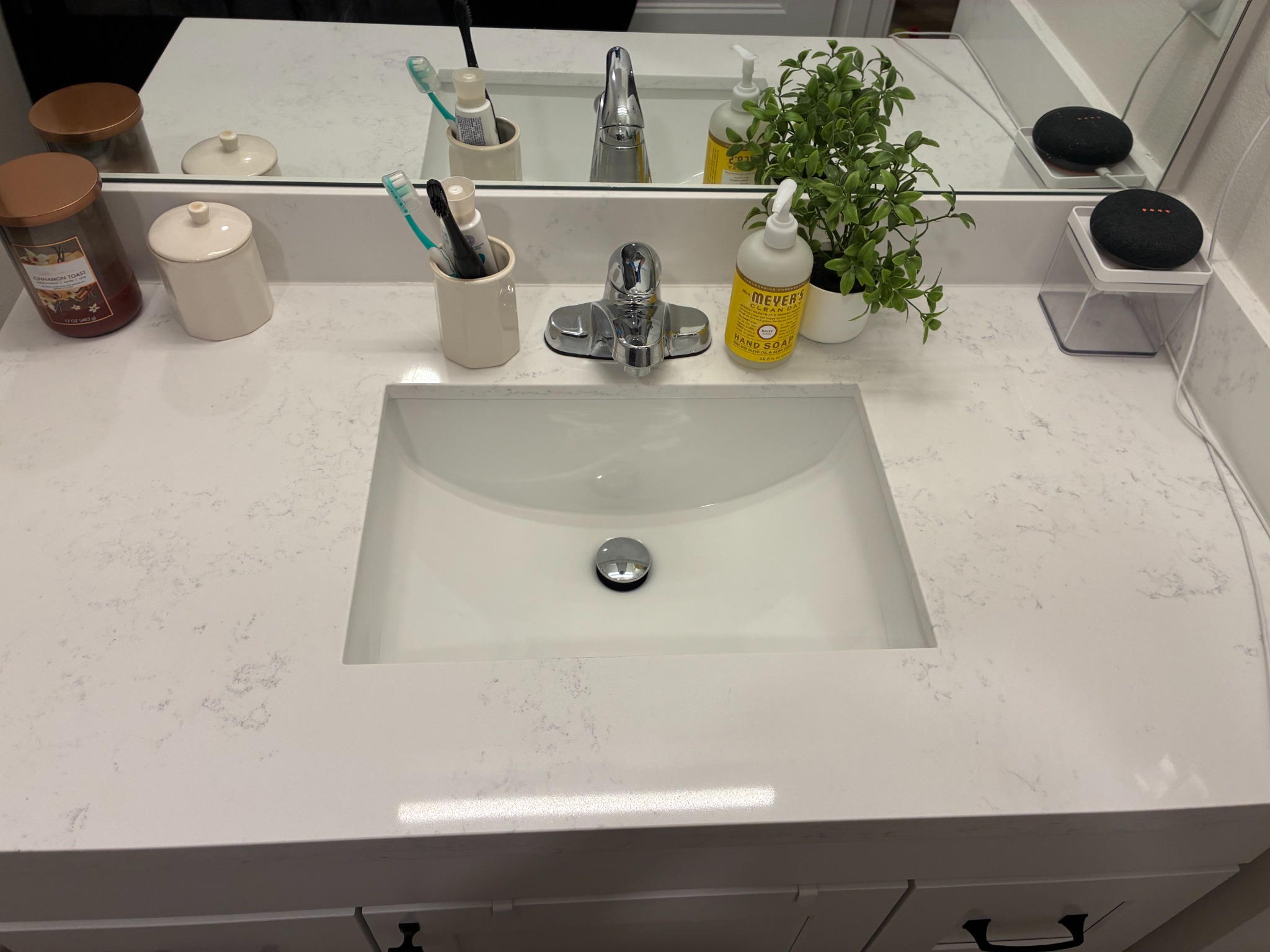 Clean bathroom vanity and sink